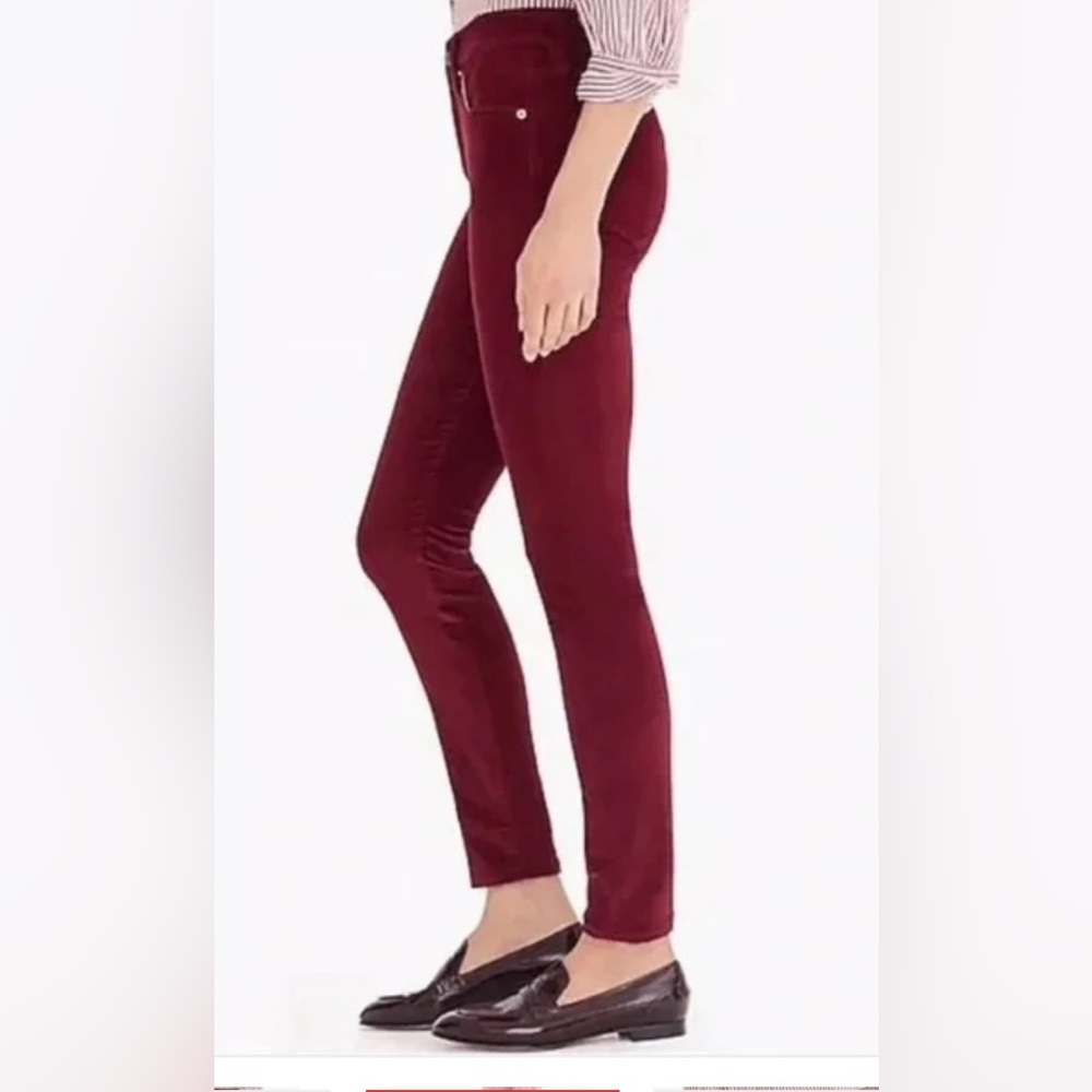 J. Crew Velvet 9" Rise Toothpick Skinny Jeans in Crimson Maple - Size 25 - Picture 10 of 10